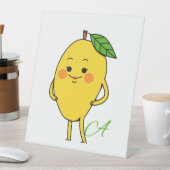 かわいいマンゴーのキャラクターの卓上サイン、変わったF 台座サイン (インサイチュ)