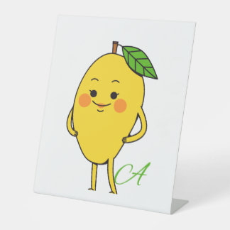 かわいいマンゴーのキャラクターの卓上サイン、変わったF 台座サイン