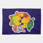 かわいいマンゴー – スウィートフルーツとハートスムージー キッチンタオル (横)