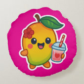 かわいいマンゴー – スウィートフルーツとハートスムージー ラウンドクッション (裏面)