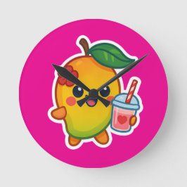 かわいいマンゴー – スウィートフルーツとハートスムージー ラウンド壁時計