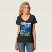 かわいいマンタスティングレイとサンゴの女性の海 Tシャツ (正面フル)