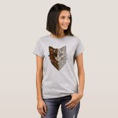 かわいいマンダラアートの花柄猫の顔Tシャツ Tシャツ (正面フル)
