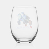 かわいいマンダリンフィッシュカップル切り出し ステムなしワイングラス (裏面)