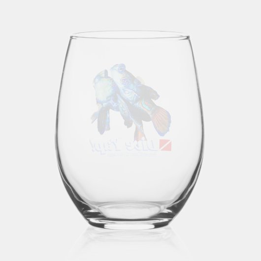 かわいいマンダリンフィッシュカップル切り出し ステムなしワイングラス (裏面)