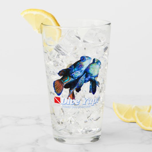 かわいいマンダリンフィッシュカップル切り出し タンブラーグラス (アイス正面)