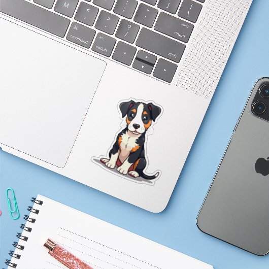 かわいいマンチェスターテリアの子犬ステッカー シール (ノートパソコンとiPhone)