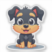 かわいいマンチェスターテリアの子犬ステッカー – 大きな目 シール (正面)