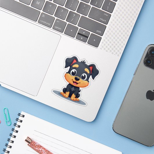 かわいいマンチェスターテリアの子犬ステッカー – 大きな目 シール (ノートパソコンとiPhone)