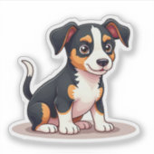 かわいいマンチェスターテリアの子犬 - 座った姿勢 シール (正面)