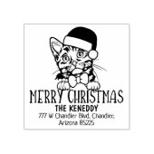 かわいいマンチキンキャット差出人住所クリスマス ラバースタンプ (インプリント)