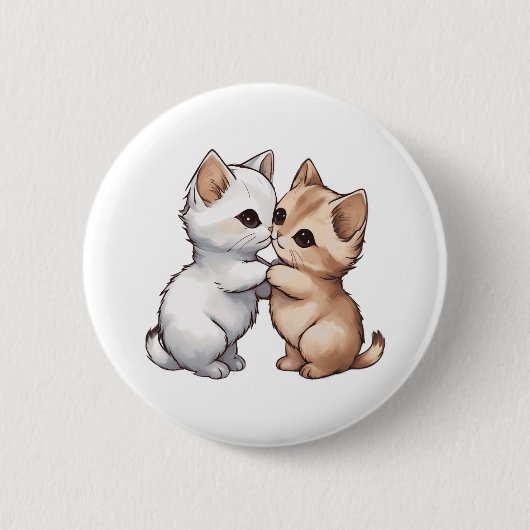 かわいいマンチキンクラシック猫Tシャツ 缶バッジ (正面)