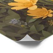 かわいいマンチキン猫とバターカップ花 ポスター (角)