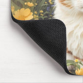 かわいいマンチキン猫とバターカップ花 マウスパッド (コーナー)