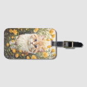 かわいいマンチキン猫とバターカップ花 ラゲッジタグ (正面横)