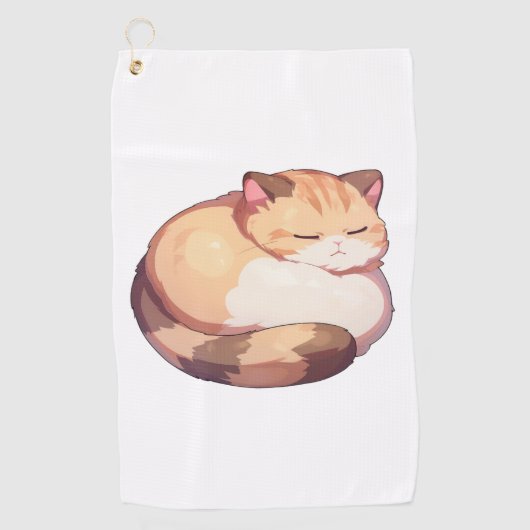 かわいいマンチキン猫クラシック寝るTシャツ ゴルフタオル (正面)