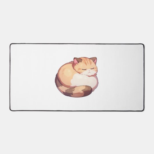 かわいいマンチキン猫クラシック寝るTシャツ デスクマット (正面)