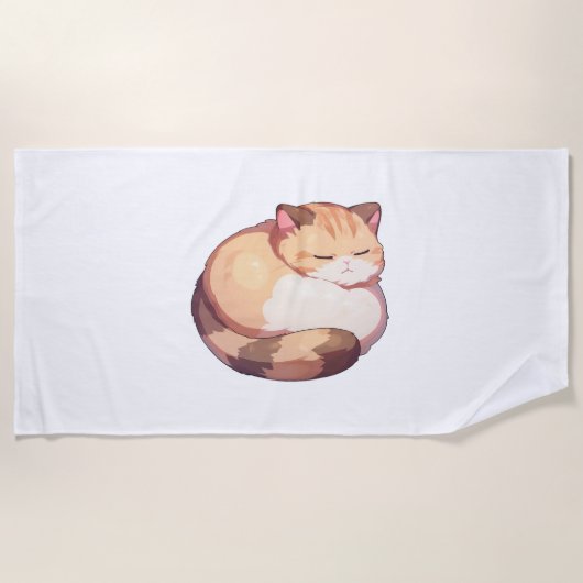 かわいいマンチキン猫クラシック寝るTシャツ ビーチタオル (正面)