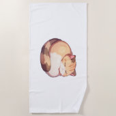 かわいいマンチキン猫クラシック寝るTシャツ ビーチタオル (正面)