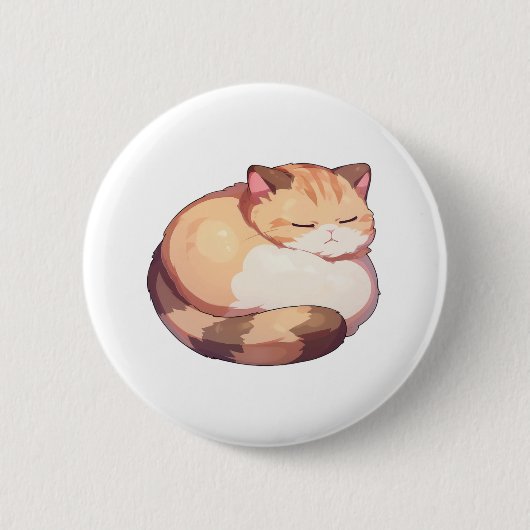 かわいいマンチキン猫クラシック寝るTシャツ 缶バッジ (正面)