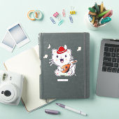 かわいいマンドリンを弾く白猫 シール (iPadカバー)
