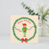 かわいいマンドリンを持つクリスマスのエルフ (スタンド正面)
