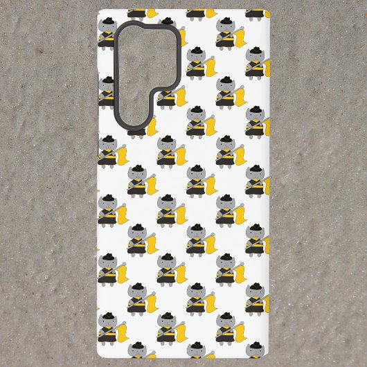 かわいいマーチングバンド カラーガード 猫 黄色 黒 SAMSUNG GALAXYケース