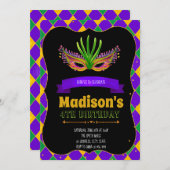 かわいいマーディグラス パーティーの招待状 招待状 (正面/裏面)