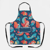 かわいいマーメイドの水彩パターカラフルン エプロン (正面)