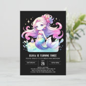 かわいいマーメイドの誕生日 招待状 (スタンド正面)