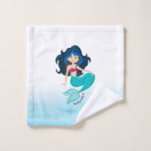 かわいいマーメイドイラストレーション バスタオルセット (ウォッシュタオル)