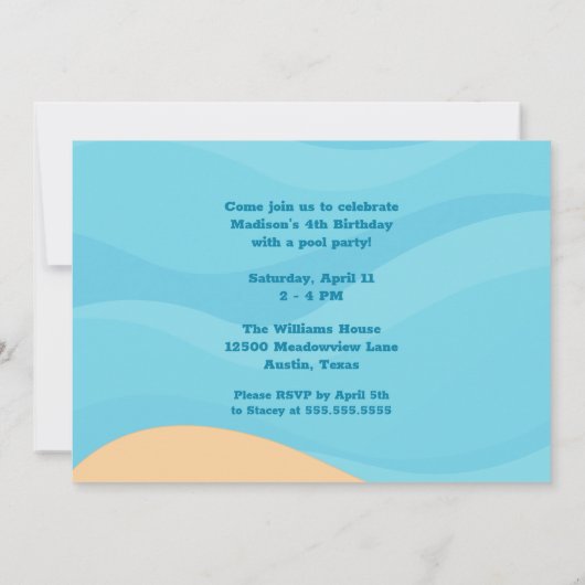 かわいいマーメイドガールカスタムの誕生日パーティーの招待 招待状 (裏面)