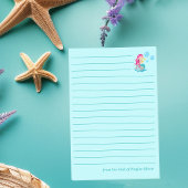 かわいいマーメイドガールカスタムティール（緑がかった色）ラインビーチ ポストイット