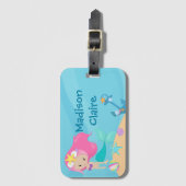 かわいいマーメイドガールカスタムビーチキッズ ラゲッジタグ (正面縦)