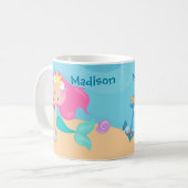 かわいいマーメイドガールカスタム海ビーチハウス コーヒーマグカップ (正面左)