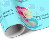 かわいいマーメイドガールカスタム誕生日 ラッピングペーパー (ロールコーナー)