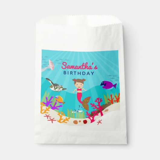 かわいいマーメイドガールカラフルイン海誕生日 フェイバーバッグ (正面)