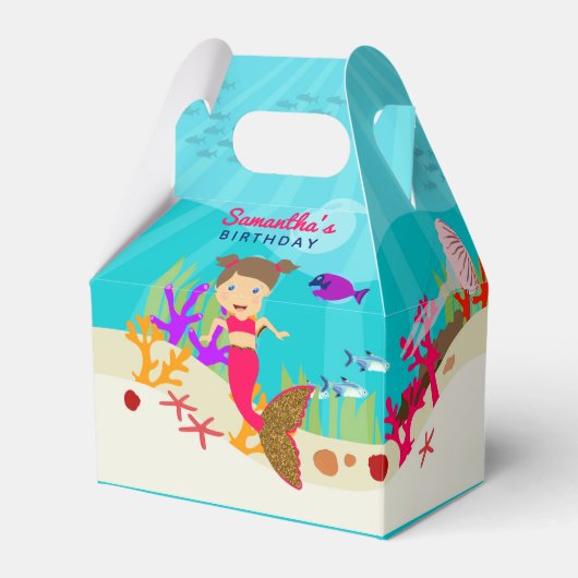 かわいいマーメイドガールカラフルイン海誕生日 フェイバーボックス (正面サイド)