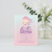 かわいいマーメイドガールグラデーションバースデーパーティ招待状 招待状 (スタンド正面)