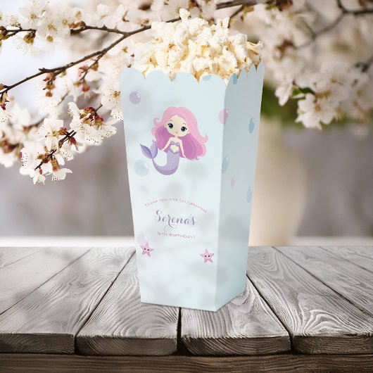 かわいいマーメイドガールバースデーパーティポップコーンボックス フェイバーボックス