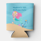 かわいいマーメイドガールビーチカスタムキッドバースデーパーティー 缶クーラー (正面)