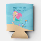 かわいいマーメイドガールビーチカスタムキッドバースデーパーティー 缶クーラー (裏面)