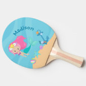 かわいいマーメイドガールビーチパーソナライズされたキッズサマー 卓球ラケット (横)
