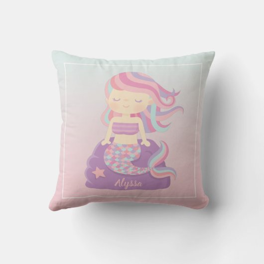 かわいいマーメイドガールームグラデーションデコール装飾用クッション クッション (裏面)