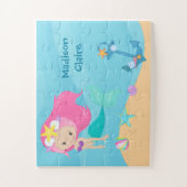 かわいいマーメイドガール海シーシェルズキッズカスタム ジグソーパズル (縦)