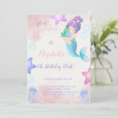 かわいいマーメイドガール誕生日招待状 招待状 (スタンド正面)