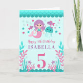 かわいいマーメイドガール誕生日 カード (正面)