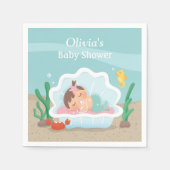 かわいいマーメイドガール赤ちゃんシャワーパーティーナプキン スタンダードカクテルナプキン (正面)