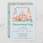 かわいいマーメイドクリスマス引っ越し祝いパーティーパーティー 招待状 (正面/裏面)