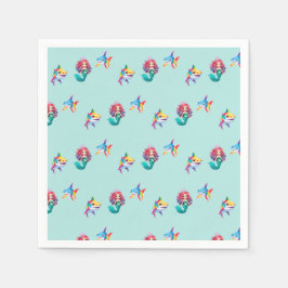 かわいいマーメイドシャーク虹のカラフル誕生日パーティー スタンダードカクテルナプキン